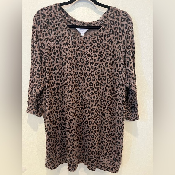 Market & Spruce Relaxed Brown Tan Tunic Blouse - Picture 1 of 3